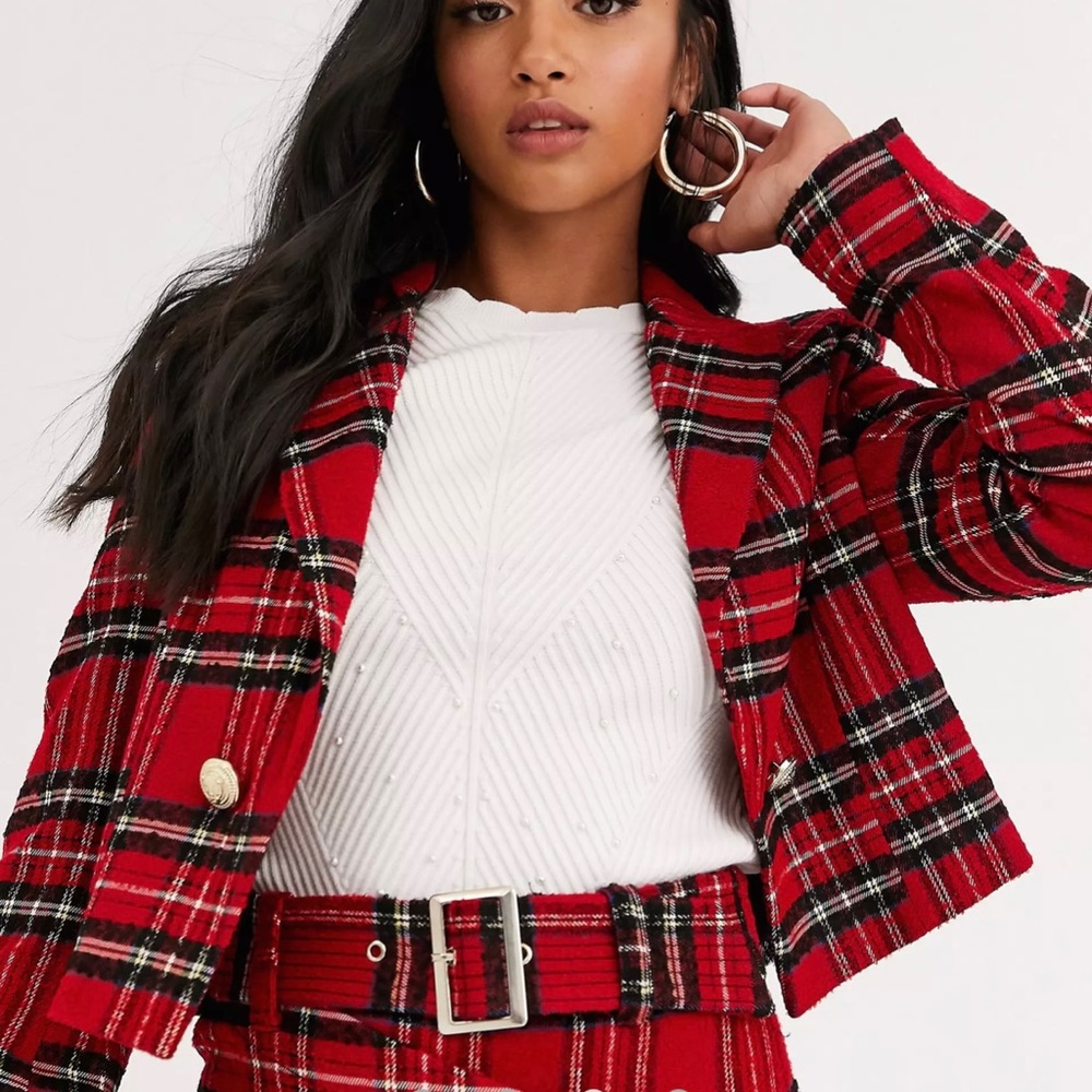 Plaid Cropped suit jacket